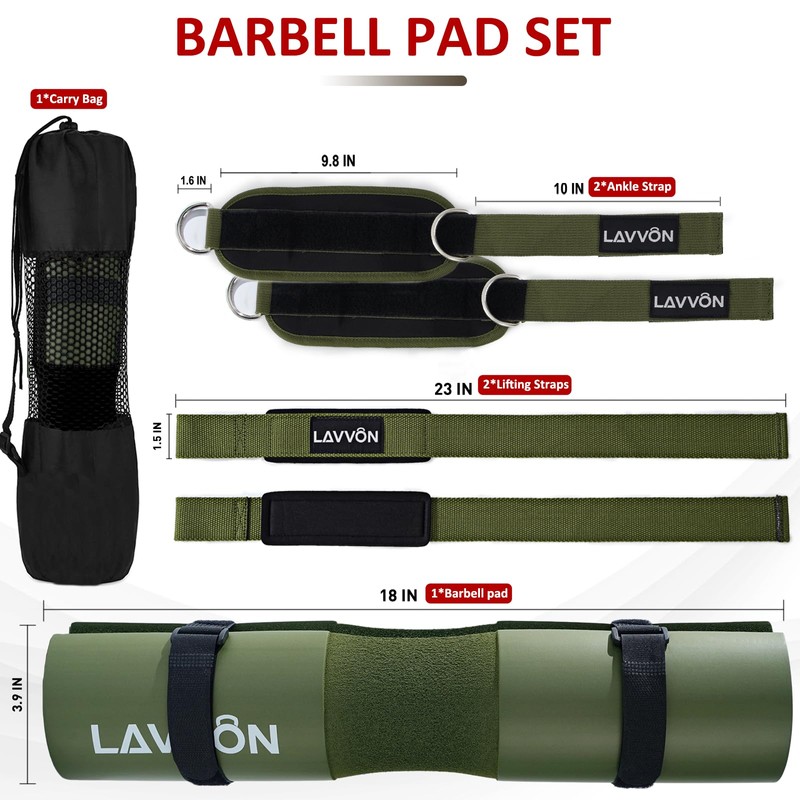 Squat Pad Set - Foam Barbell Pad for Squats Cushion,