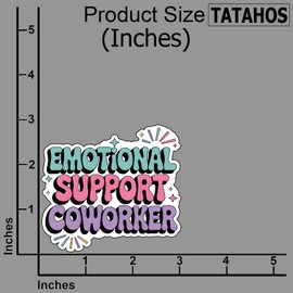 (3Pcs) Emotional Support Coworker Sticker – Funny Vinyl Decal for Laptop, Water Bottle, Notebook – Humorous Quote Aesthetic Decal – Office, Planner, and Personal Item Sticker 3"x2.8"