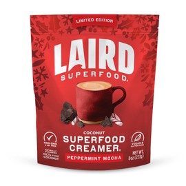 Laird Superfood Non-Dairy Original Superfood Peppermint Mocha Coconut Powder Coffee Creamer, Gluten Free, Non-GMO, Vegan, 8 oz. Bag, Pack of 1
