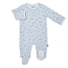 Magnificent Baby Magnetic Me Footie - Pijama suave modal para bebé con cierre magnético rápido Niños y niñas durmiendo prematuros de 24 meses, Baa Baa Baby Blue, 0-3 meses