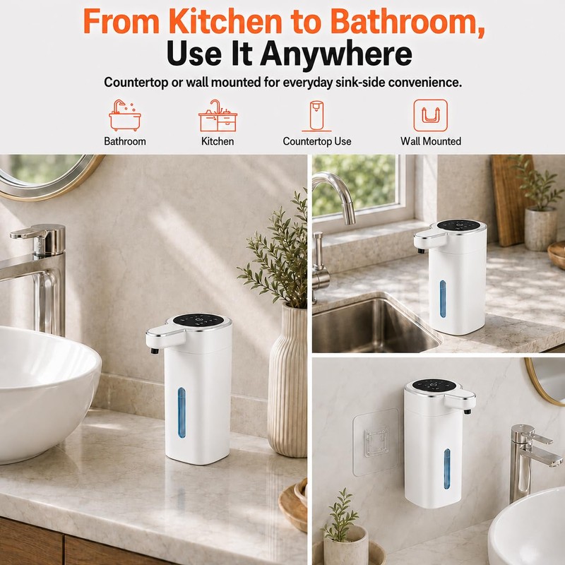 Automatic Foaming Soap Dispenser Touchless, USB Rechargeable
