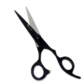 Professional Barber Thinning/Texturing/Cutting Scissors/Shears - Comfort Grip Rings with Adjustable Tension and Finger Inserts - JAPANESE J2 STAINLESS STEEL (ALL BLACK 6")