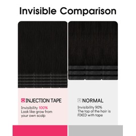 Youngsmile Injection Tape in Hair Extensions Human Hair, #1B Natural Black Invisible Tape in Injected Hair Extensions, 20pcs 50g, 22 Inch Injected Tape Ins Straight Extensiones De Cabello (#1B,22'')