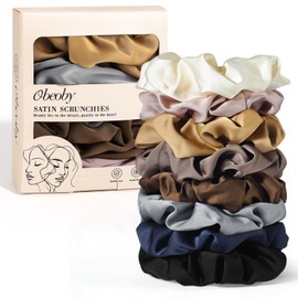 Satin Scrunchies for Ponytails Buns, 8 Pack No Crease Satin Hair Ties for Sleeping Overnight Gifts for New Mom Hair Scrunchies for Thick & Thin