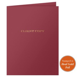 The Gallery Collection, 25 Count, Burgundy, Client Copy Pocket Folders, Gold Foil Stamped, for Professional Use (9 x 12)