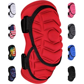 Exxact Sports Defender Plus Softball Elbow Guard Baseball, Batters Baseball Elbow Guard Youth & Adult with Adjustable Straps - (Red, Youth)