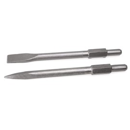 XtremepowerUS 2-Pieces 1-1/8" Hex Point and Flat Concrete Chisels for Electric Demolition Jack Hammer Bit Point Chisel Demolition Concrete Breaker