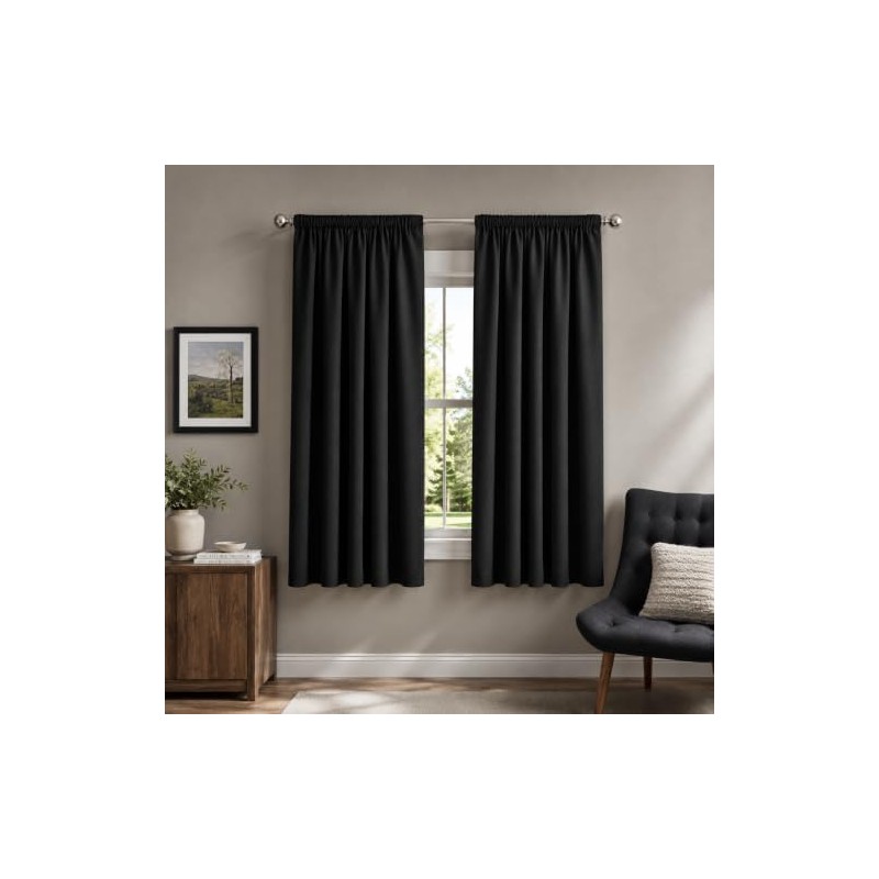 TECOR Cortina Blackout 2 Paneles 90x160cm para Recámara o Decoración,