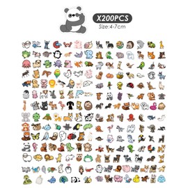200 Animal Graffiti Stickers, Cartoon Stickers, Scrapbook Stickers, Laptop Decoration Stickers, Water Cup Animal Stickers