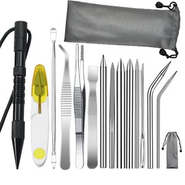 WANGCL 14 Pieces Paracord Needle Set, Paracord FID Accessories with Marlin Spike and Extension Nut, Stainless Steel Lacing Needles, Smoothing Tool, Knots (Black)