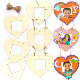Baker Ross Heart Wooden Photo Frame - Pack of 4, Valentine's Day Crafts with Wood for Children (FC424), Assorted