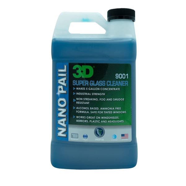 3D Super Concentrated Glass Cleaner Nano Pail - Heavy Duty Industrial & Commercial Use 64oz.
