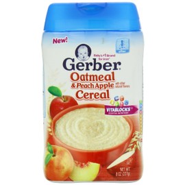 Gerber Baby Cereal, Oatmeal Peach Apple, 8 Ounce