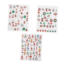 WOONEKY 3D Snowman Snowflake Santa Christmas Stickers Set for DIY Manicure Decorations