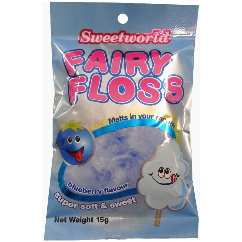Sweetworld Fairy Floss Blueberry, 18 x 15 Grams