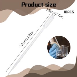 Pipette Dropper Plastic 10PCS 10ML Disposable Soft and Easy to Squeeze Transparent Plastic Pipettes Accurate Measurement for Water, Ink, Paint, Wssential Oil