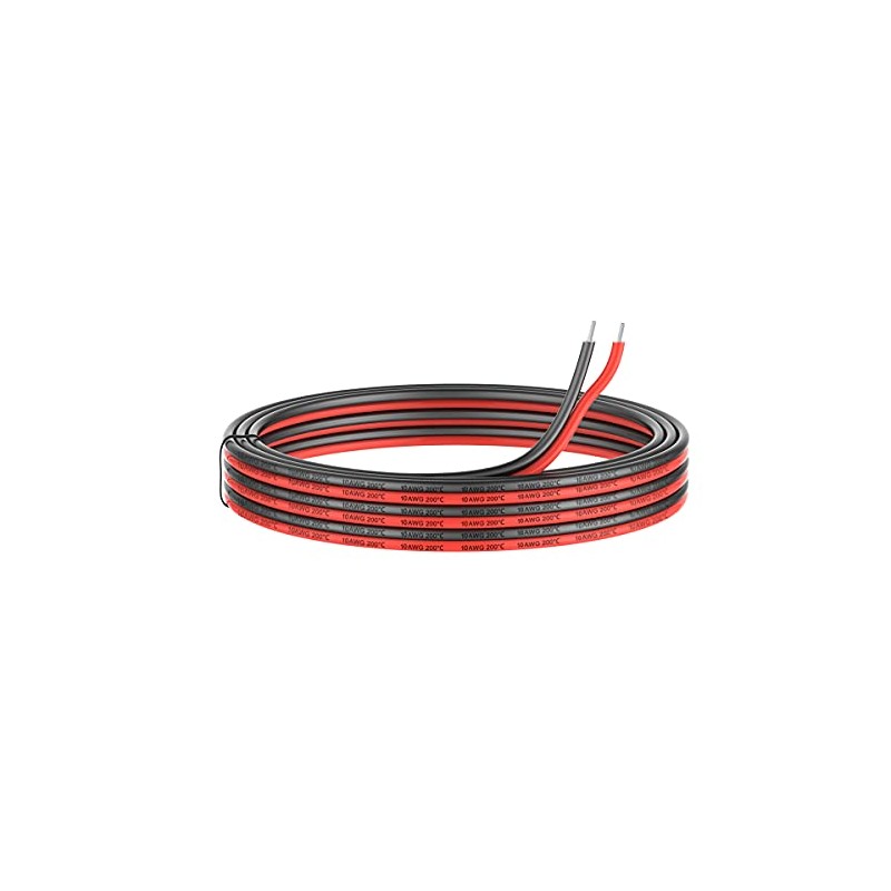 10awg Silicone Electrical Wire 2 Core Wire 20ft [Black 10ft