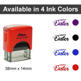 Printtoo Happy Easter Self Inking Rubber Stamp Pre,Inked Office Stamp, Home Office Business Stationery, 38 x 14 mm, Red