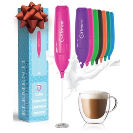 Elementi Pink Milk Frother Wand & Matcha Mixer, Mini Electric Whisk - Coffee Mixer Wand - Coffee Stirrers Electric Matcha Whisk (Hot Pink)