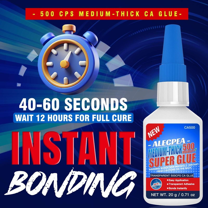20g Medium-Thick CA Glue (500 CPS), Instant Clear Cyanoacrylate Glue