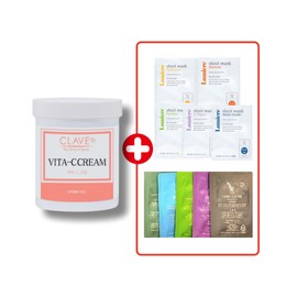 Clave Vita C Cream 450g Skin Tone Up Soothing Moisturizing Vita C Cream + Sheet Mask Pack 10 Pieces / 끌라베 비타C크림 450g 피부톤업 진정보습 비타c크림+시트마스크팩10매