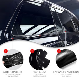 iwannachange Side Window Chrome Delete Vinyl Wrap Overlay fit for 2016 2017 2018 2019 2020 2021 Infiniti QX60 with Blackout Film Gloss Black Kits Accessories