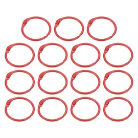 PATIKIL Loose Leaf Binder Rings 1 Inch, 15 Pack Metal Flash Card Book Binding Rings for Key Chain Index Card Scrapbooks, Red