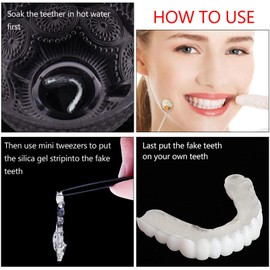 1 Pairs Instant Veneers Dentures Fake Teeth Braces Whitening Cosmetic Tooth Covering Snap on Smile Teeth Top and Bottom Clip in Veneers Teeth Temporary Upper and Lower False Teeth
