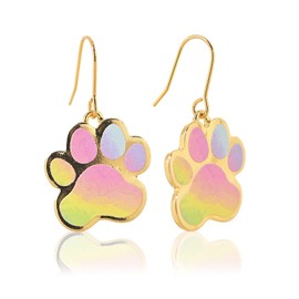 Spinningdaisy Proud Cat Mom Earrings | Gift for Cat Lovers Rainbow Paw
