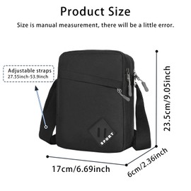 FuninCrea Mens Shoulder Bag, Nylon Mens Crossbody Bag with Zipper and Adjustable Strap, Waterproof Messenger Bags for Men, Small Messenger Bag with Multiple Pocket for Working, Travelling (black)