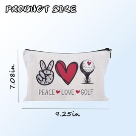 Sisadodo Golf-Themed Travel Makeup Bag for Golf Lovers Fans Birthday Gifts Bag for Golf Dad Mum Cute Cosmetic Organiser Pouch with Zipper Peace-Love-Golf Toiletry Zip Lock Storage Bags for Women Men