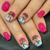 24Pcs Blue Pink Summer Press on Nails Square Short Fake