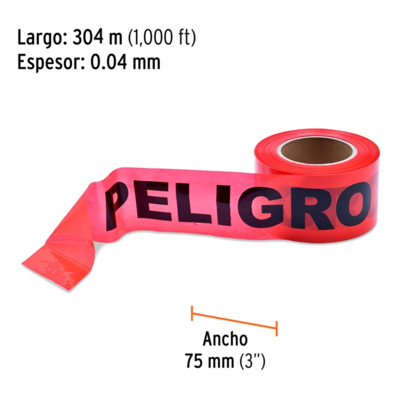 Cinta Delimitadora 'peligro', 304.8m, Truper, 12585 Color Rojo Peligro