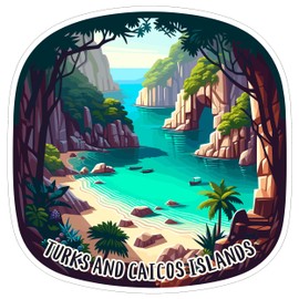 Turks and Caicos Islands Sticker 4 Inch Island Coastal Beach Seaside Travel - Waterproof Vinyl Decal for Laptop Water Bottle Car Tumbler - Durable Aesthetic Long-Lasting Stickers for Adults ID44990