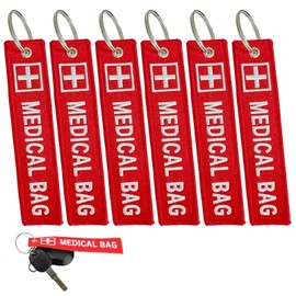 Ryetvok 6 Pcs Medical Alert Tags, 6 Durable Polyester Medical ID Tags with Keychains, Double-Sided High-Visibility Red for Travel, CPAP, Medical Equipment,More Coverage.