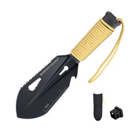 Mastiff Gears® Ultralight Mini Shovel, Camping Spade, Gardening Trowel, Handy Multi-Tool for Backpacking, Camping, Fishing, Metal Detecting, and Gardening (Grey)