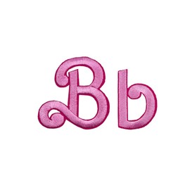 Pink Cursive Letters Embroidered Iron On Patches Applique Clothes Dress Hat Jeans Sewing Alphabet Letter (Aa-Zz) Applique Accessory (Bb)