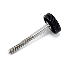 1/4"-20 x 2-1/4" Thumb Screw Stainless Steel - Black Knurled Round Plastic Oversized Knob - Standard/Coarse Thread Thumbscrew - Length: 2.250" - Proudly Built in USA - Package of (4)