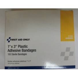 First Aid Only G106AC 1"X3" Adhesive Beige Plastic Bandages Box of 100