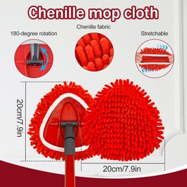 Hezane Mop Head Replacements Compatible with OCedar EasyWring, 6 Packs Mops Heads with 1PCS Scrub Brush and 1PCS Spin Mop Base, Dry and Wet for Hard-Surfaced Floors