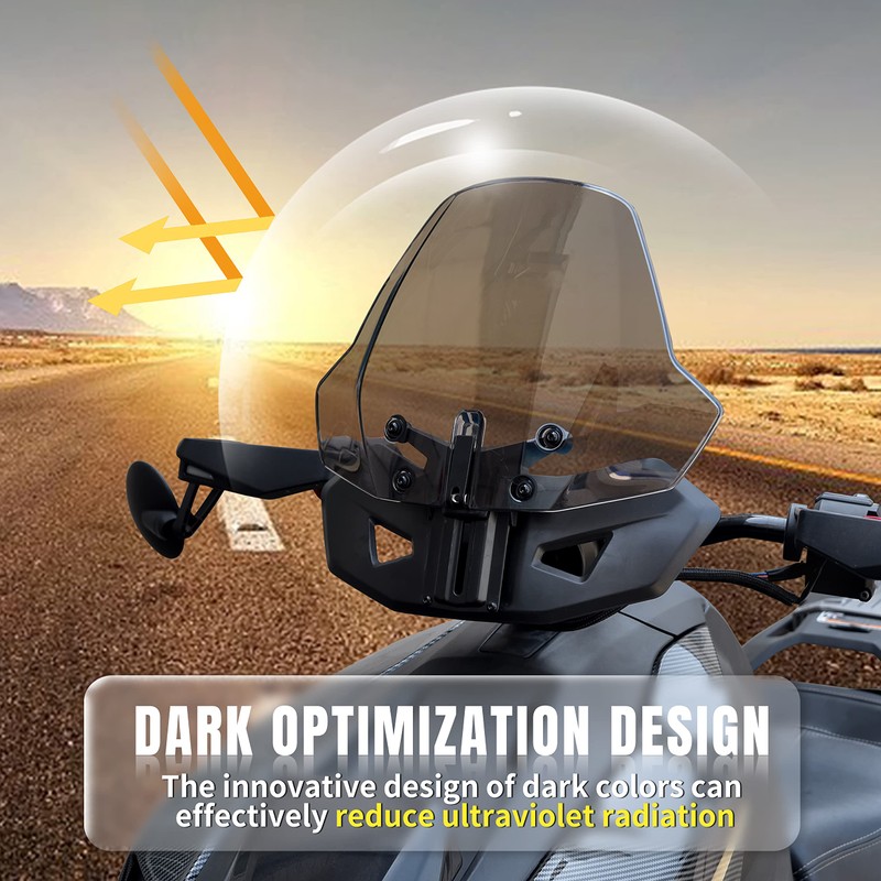 Adjustable Front Dark Tinted Windshield for Can Am Ryker, KATIMOTO