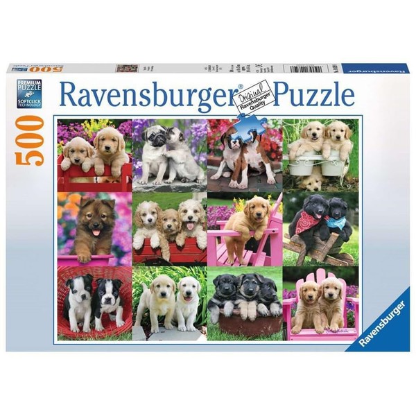 Ravensburger Puppy Pals 500 Piece Jigsaw Puzzle for Adults – Every Piece is Unique, Softclick Technology Means Pieces Fit Together Perfectly, White