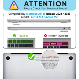 HXCASEAC Case Compatible with MacBook Air 15 inch Case 2024 2023 with Foldable Stand, Anti-Scratching Protective Hard Shell Cover for M3 M2 A3114, A2941 PU Leather, Pink