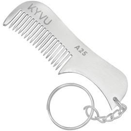 KYVU A25 Metal Moustache & Beard Comb with Keyring for Men, Aluminium