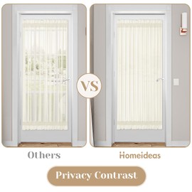 HOMEIDEAS Non-See-Through French Door Curtains Set of 2 for Front Door, Privacy Semi Sheer Door Window Curtains, Rod Pocket Light Filtering Door Covering with Tieback, (Cream Beige, 54W X 72L)
