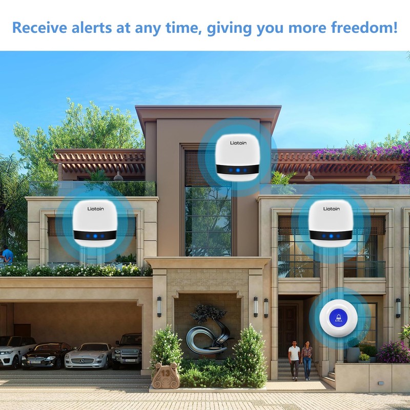 LIOTOIN Caregiver Pager Wireless Alert System - 2 Call Buttons,