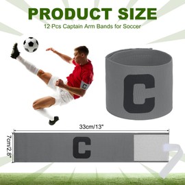 PATIKIL Fußball Kapitänsbinde, 12 Stück Kapitänsarmbänder für Fußball Elastische Kapitänsbinde Sport Kapitänsarmbänder für Jugendliche Erwachsene Fußballteamtraining Grau