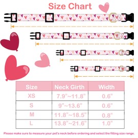 Faygarsle Dog Collar for Small Medium Large Dogs Cute Puppy Collars Valentine's Day Heart Print Dog Collar Pink and Purple Hearts S