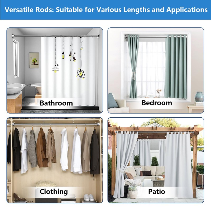 Umimile Shower Curtain Rod, 1 Inch Diameter Adjustable Spring Tension