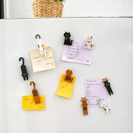 Cat Fridge Magnet Funny Cat Refrigerator Magnet Wood Cats Fridge Magnets Clips Wooden Magnets for Fridge Whiteboard Animal Refrigerator Stickers Fridge Stickers for Kids Cat Lovers (9 Packs)